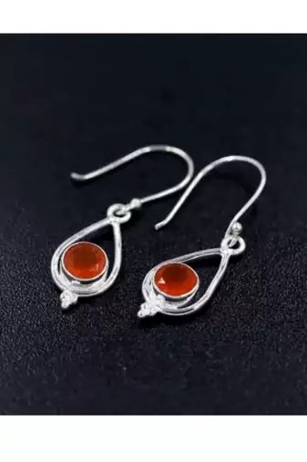 Carnelian hook earrings | 925 sterling silver handmade earrings | boho jewelry