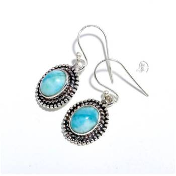 Larimar gemstone earrings | 925 sterling silver handmade jewelry | boho earrings 3