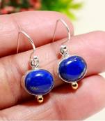 Blue lapis lazuli oxidized silver earrings | vintage style 925 sterling silver
