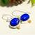 Blue lapis lazuli oxidized silver earrings | vintage style 925 sterling silver