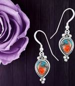 925 solid sterling silver oyster copper turquoise drop dangle earring