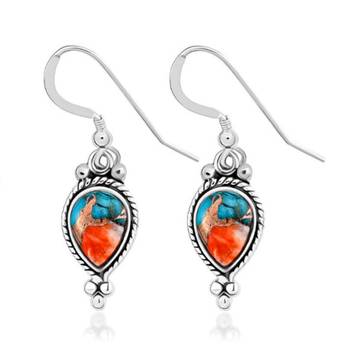 925 solid sterling silver oyster copper turquoise drop dangle earring 2