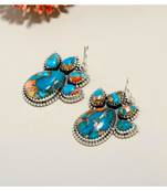 Oyster copper turquoise dangle earrings | 925 sterling silver