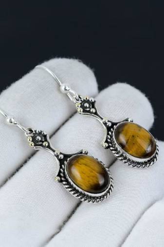 Tiger’s eye earrings | handcrafted 925 sterling silver