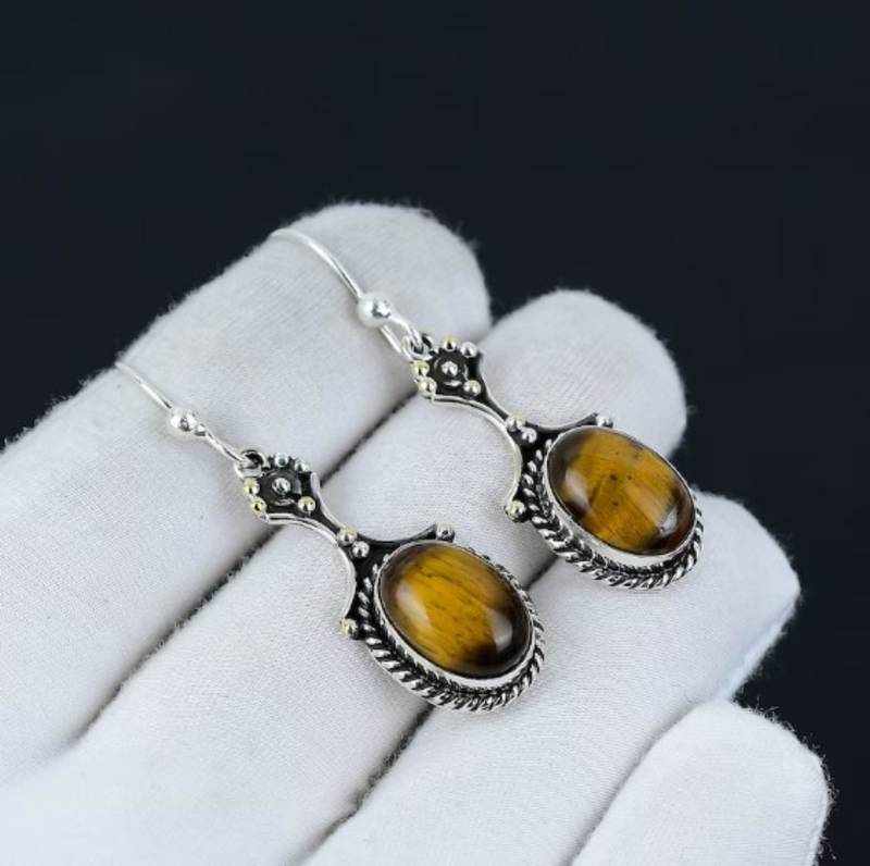 Tiger’s eye earrings | handcrafted 925 sterling silver