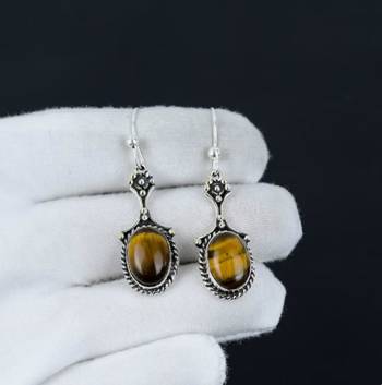 Tiger   s eye earrings | handcrafted 925 sterling silver 3