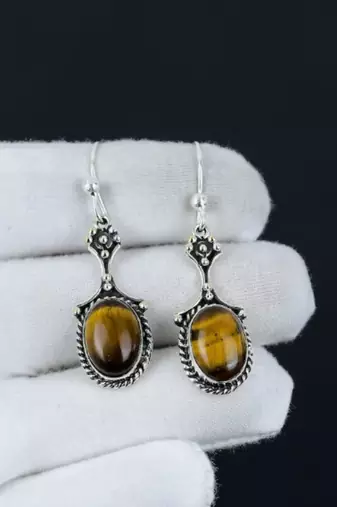 Tiger   s eye earrings | handcrafted 925 sterling silver