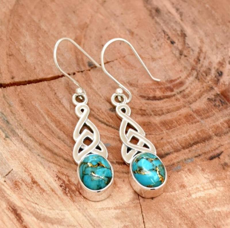 Turquoise earrings | 925 sterling silver handmade jewelry