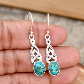 Turquoise earrings | 925 sterling silver handmade jewelry 3