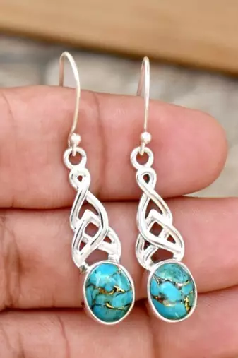 Turquoise earrings | 925 sterling silver handmade jewelry