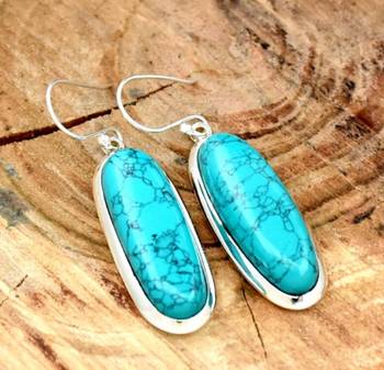 Turquoise gemstone earrings/ 925 silver gemstone earrings/ dangle 1