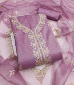 lavender organza embroidered dress material