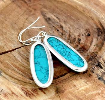Turquoise gemstone earrings/ 925 silver gemstone earrings/ dangle 3