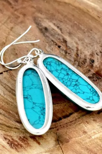 Turquoise gemstone earrings/ 925 silver gemstone earrings/ dangle