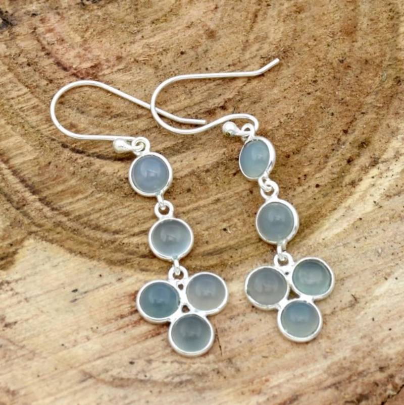 Five moonstone earrings | 925 sterling silver handmade dangle earrings