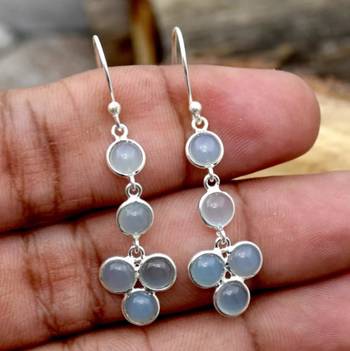 Five moonstone earrings | 925 sterling silver handmade dangle earrings 2