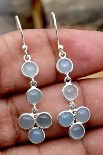 Five moonstone earrings | 925 sterling silver handmade dangle earrings