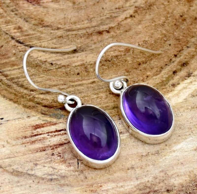 Amethyst earrings | 925 sterling silver handmade dangle or stud earrings