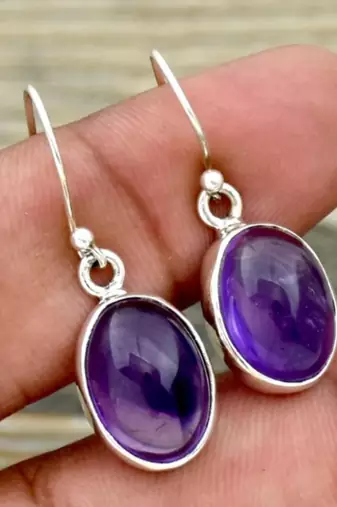 Amethyst earrings | 925 sterling silver handmade dangle or stud earrings