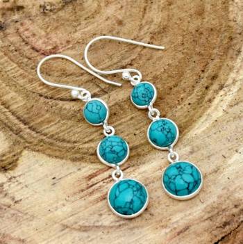 Three turquoise stone ring | 925 sterling silver handmade gemstone ring 2