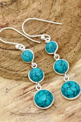 Three turquoise stone ring | 925 sterling silver handmade gemstone ring