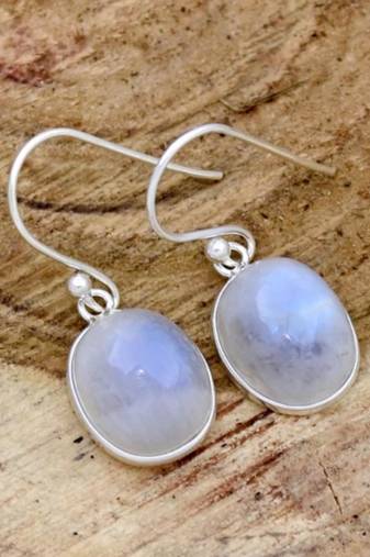 Big moonstone earrings | 925 sterling silver handmade dangle earrings
