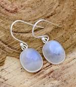 Big moonstone earrings | 925 sterling silver handmade dangle earrings