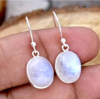 Big moonstone earrings | 925 sterling silver handmade dangle earrings 2