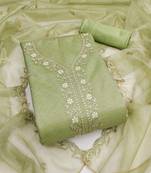 light green organza embroidered dress material