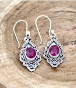 Ruby earrings, drop & dangle earrings, 925 sterling silver