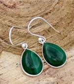 Handmade malachite drop earrings | 925 sterling silver gemstone jewelry
