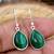 Handmade malachite drop earrings | 925 sterling silver gemstone jewelry