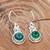 Handmade green onyx earrings | oval sterling silver hook earrings