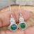 Handmade green onyx earrings | oval sterling silver hook earrings