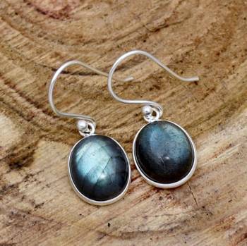 Natural labradorite earrings /925 sterling silver leaf silver dangle earrings 1