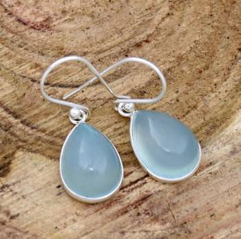 Blue chalcedony earrings | 925 sterling silver handmade 1