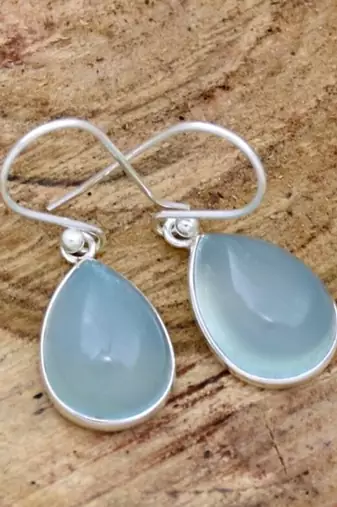 Blue chalcedony earrings | 925 sterling silver handmade