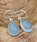 Blue chalcedony earrings | 925 sterling silver handmade