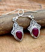 Red ruby earrings | handmade 925 sterling silver jewelry
