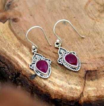 Red ruby earrings | handmade 925 sterling silver jewelry 2