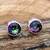 Genuine fire mystic topaz earrings | round diamond cut | 925 sterling silver