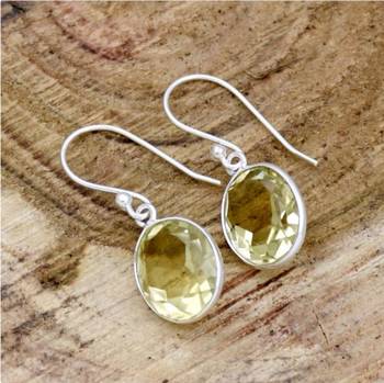 Citrine stone earrings | 925 sterling silver handmade dangle earrings 1