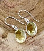 Citrine stone earrings | 925 sterling silver handmade dangle earrings