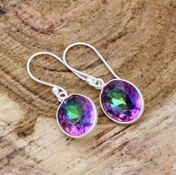Mystic topaz earrings | 925 sterling silver handmade dangle earrings 1