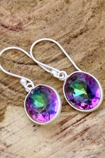 Mystic topaz earrings | 925 sterling silver handmade dangle earrings