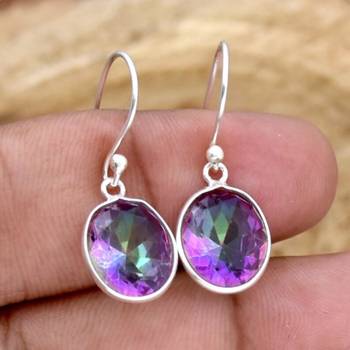 Mystic topaz earrings | 925 sterling silver handmade dangle earrings 2