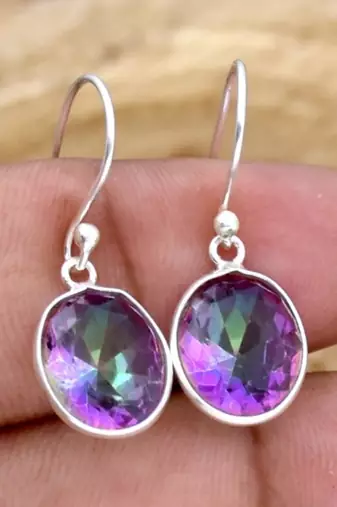 Mystic topaz earrings | 925 sterling silver handmade dangle earrings
