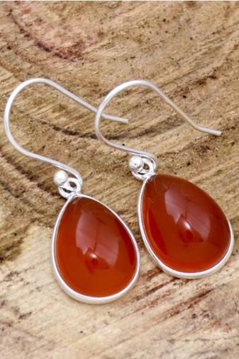 Red carnelian earrings | 925 sterling silver handmade dangle