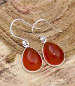 Red carnelian earrings | 925 sterling silver handmade dangle