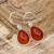 Red carnelian earrings | 925 sterling silver handmade dangle